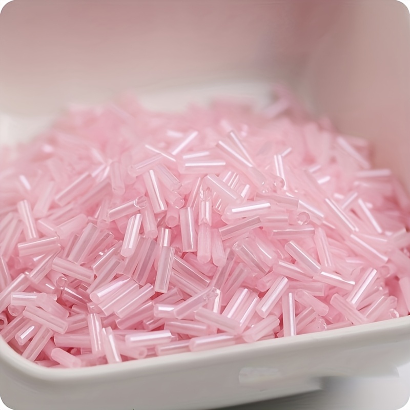 360pcs Cream Colored Glass Tube Beads for DIY Jewelry Making